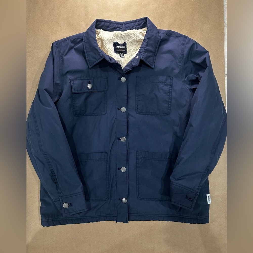 Women’s Outdoor Research Lined Chore Jacket – XL – Navy – Warm Fleece Interior
